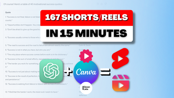 How I Made 167 YouTube Shorts & IG Reels in Just 15 MINUTES With ChatGPT