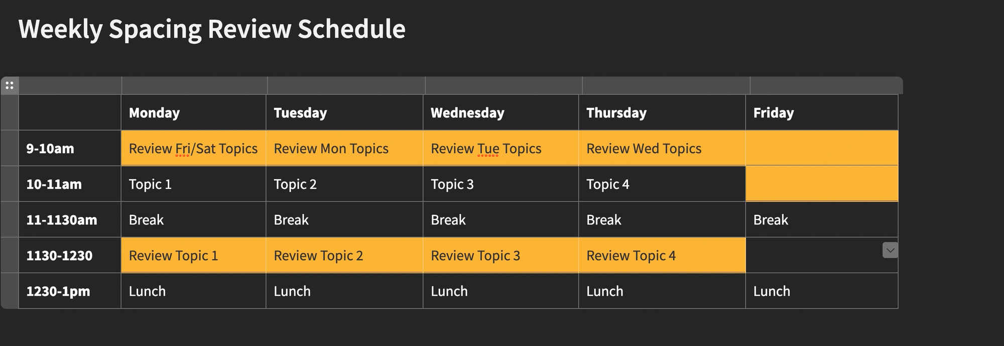 gcse revision timetable template excel