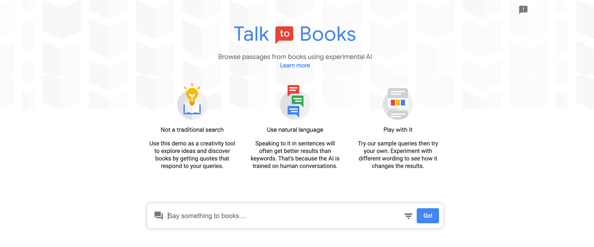 Talk To Books Homepage