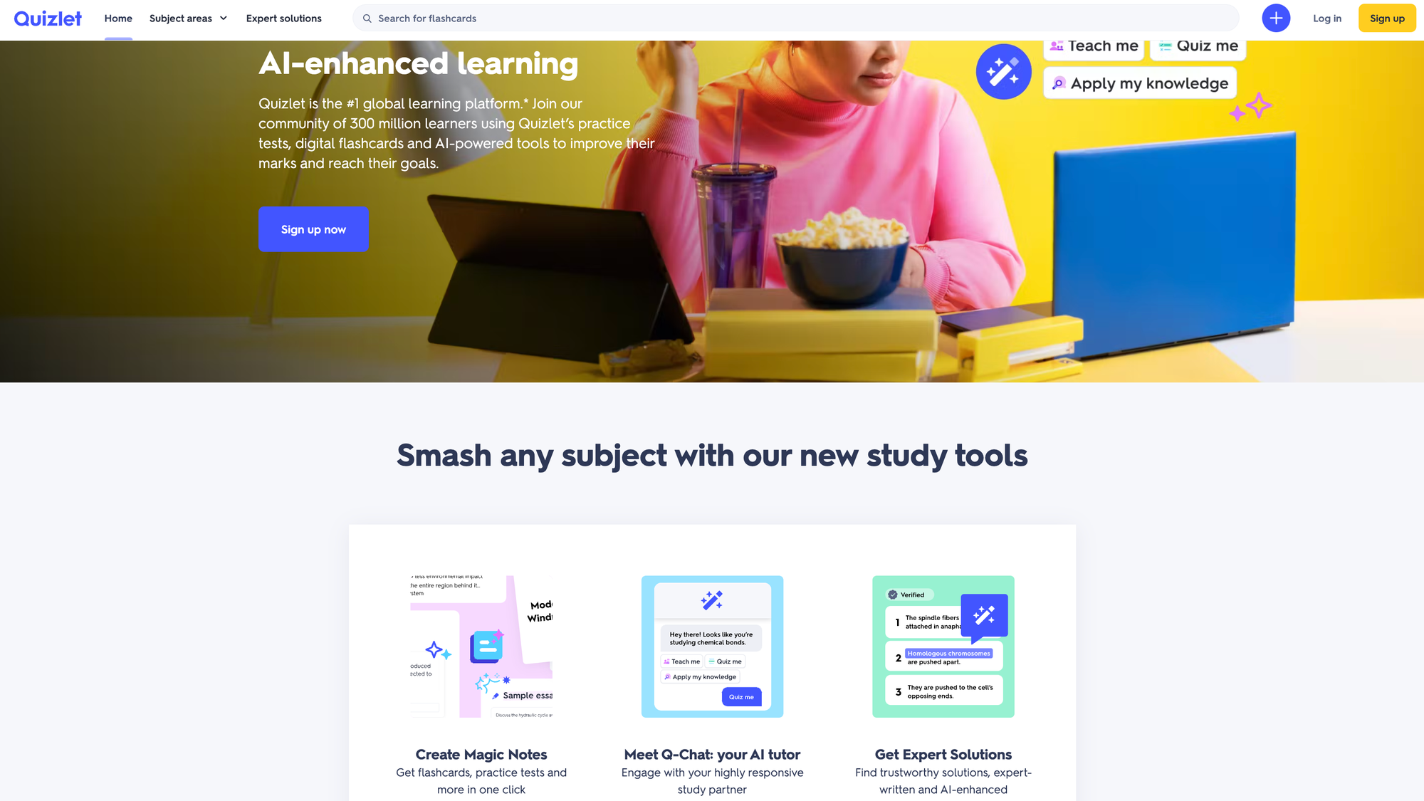 Quizlet homepage