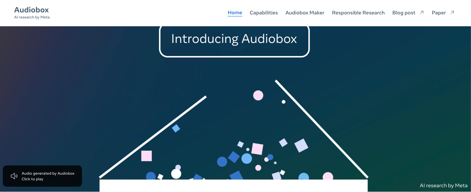 Meta Audiobox Landing Page