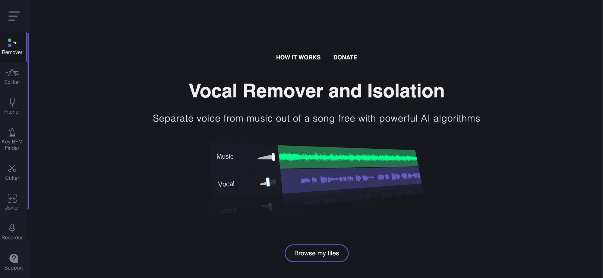 Vocal Remover Landing Page
