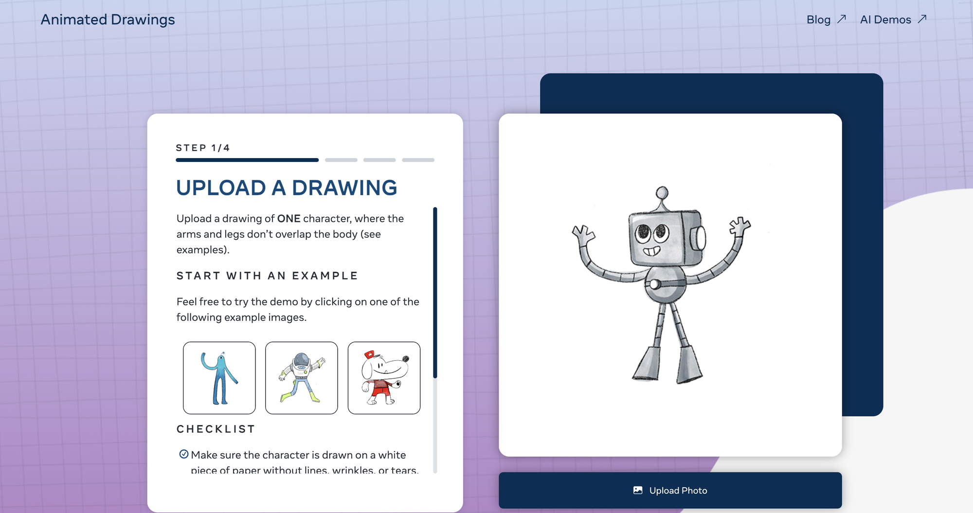 Animated drawings homepage